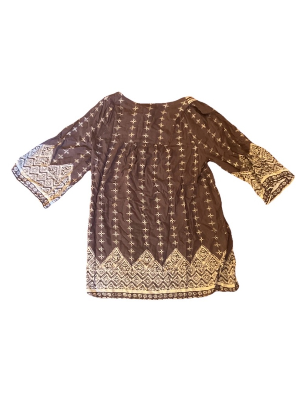 Angie Brown Tunic with Cream Embroidered Yoke - Picture 3 of 3